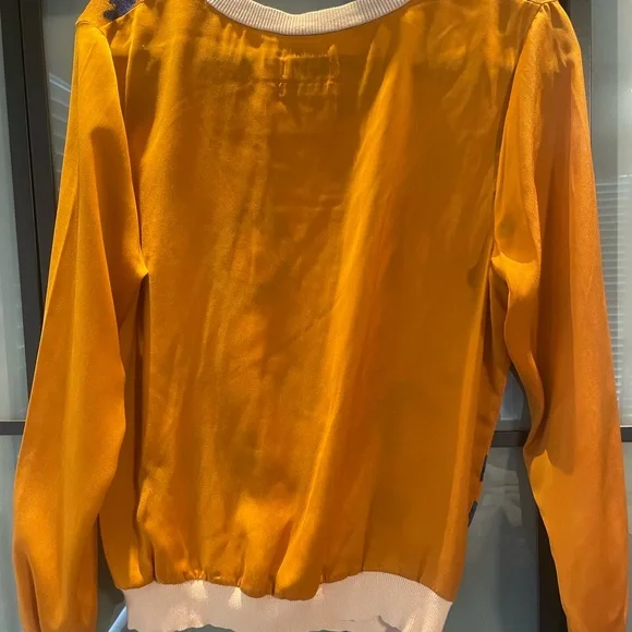 3.1 Phillip Lim Vibrant Orange Sweater with Blue Accents - Picture 2 of 3
